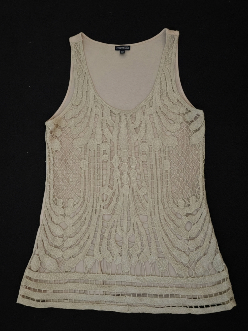 Express Shimmer Boho Crochet Lace Tank Top